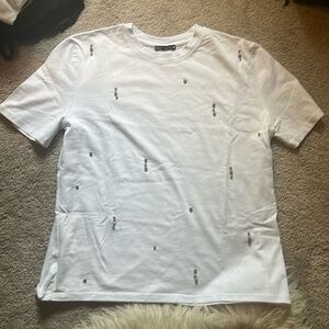 ZARA crystal trimmed white tshirt